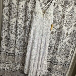 Elegant White Sequin Prom Dress